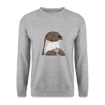 otter sweets - Unisex Sweatshirt - salt & pepper - Front - Alina (178cm) & Michal (187cm)
