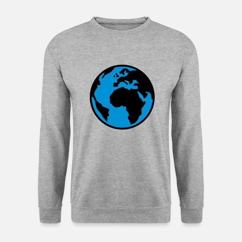 Erde - Welt - Globus - 2C - Unisex Pullover - Weißgrau meliert