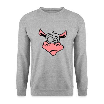 Kuh Kuh kuh Vaca mucca 22114 - Unisex Pullover - Weißgrau meliert - Vorne - Alina (178cm) & Michal (187cm)