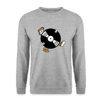 rund kreis vinyl platte dj auflegen party musik fe - Unisex Pullover - Weißgrau meliert - Vorne - Alina (178cm) & Michal (187cm)