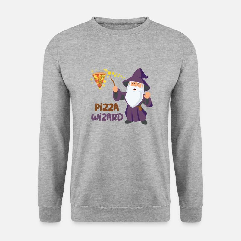 PIZZA WIZARD - Unisex Pullover - Weißgrau meliert