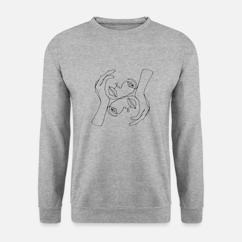 gesichter Art Face - Unisex Pullover - Weißgrau meliert