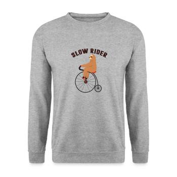 SLOW RIDER - Unisex Pullover - Weißgrau meliert - Vorne - Alina (178cm) & Michal (187cm)