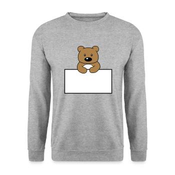 name shield frame text write teddy grizzly ba - Unisex Sweatshirt - salt & pepper - Front - Alina (178cm) & Michal (187cm)