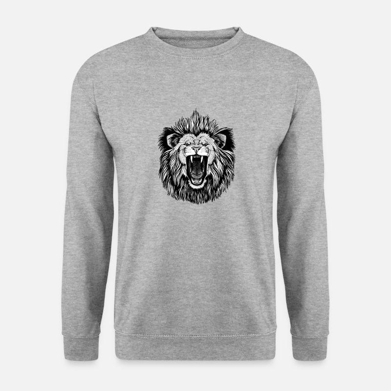 Löwe - Unisex Pullover - Weißgrau meliert