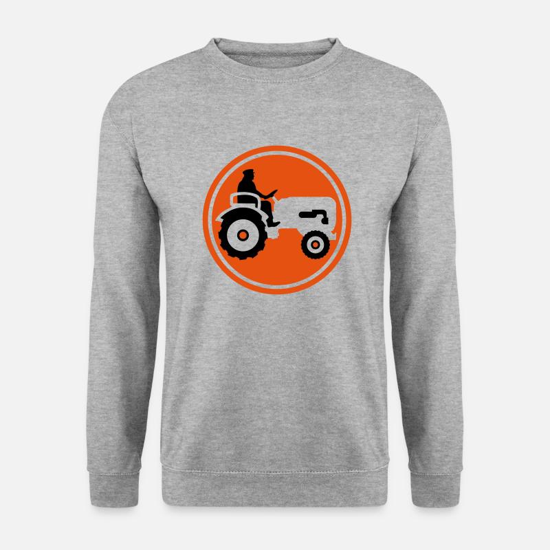 bauer_mit_traktor_032013_a_2c - Unisex Pullover - Weißgrau meliert