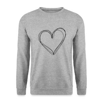 Illustration de coeur - Sweat-shirt Unisexe - gris chiné - Devant - Alina (178cm) & Michal (187cm)