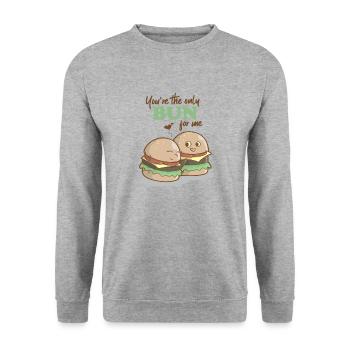 Doux cadeau Saint Valentin Burger drôle - Sweat-shirt Unisexe - gris chiné - Devant - Alina (178cm) & Michal (187cm)