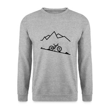 Für Mountain Biker / Geschenkidee - Unisex Pullover - Weißgrau meliert - Vorne - Alina (178cm) & Michal (187cm)