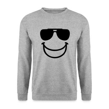 Smiley - Unisex Sweatshirt - salt & pepper - Front - Alina (178cm) & Michal (187cm)
