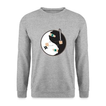 Yin Yang Ninja Day and Night - Gift Idea - Unisex Sweatshirt - salt & pepper - Front - Alina (178cm) & Michal (187cm)