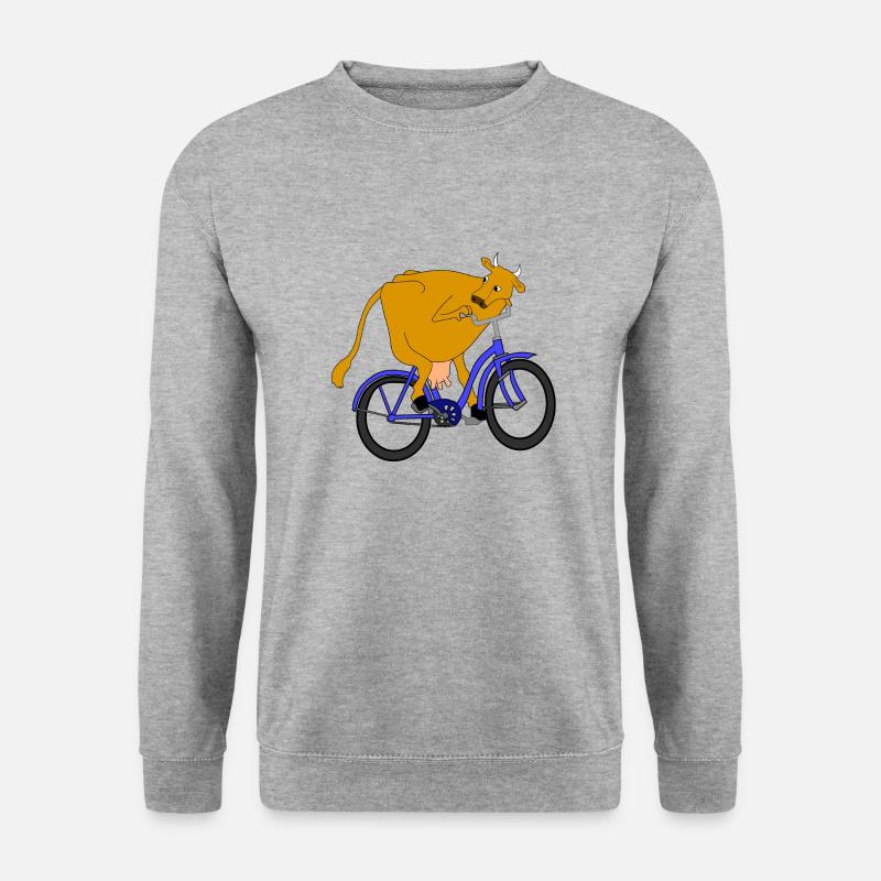Kuh auf einem Rad - Unisex Pullover - Weißgrau meliert