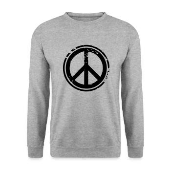 Peacezeichen Friedenssymbol Used Look Grunge Peace - Unisex Pullover - Weißgrau meliert - Vorne - Alina (178cm) & Michal (187cm)