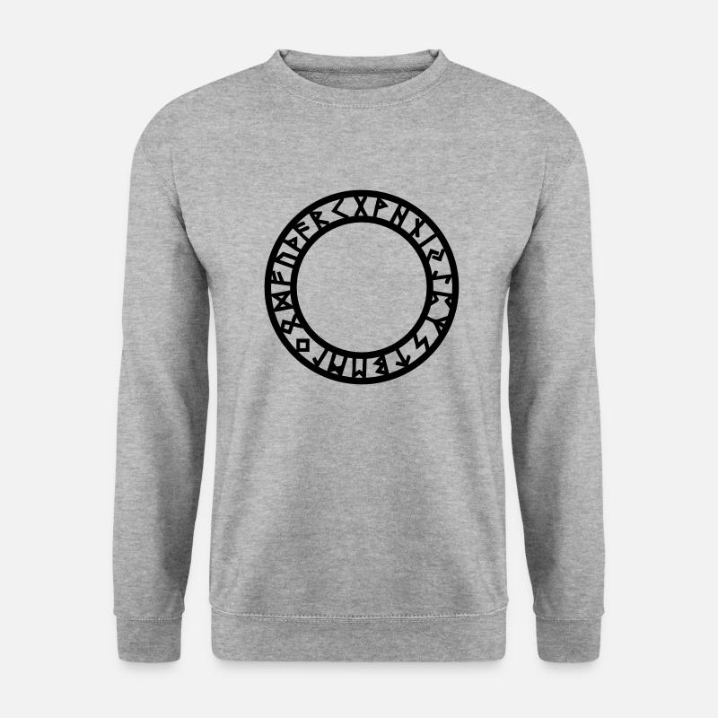 Runen Kreis, Magie Symbol, Futhark, Germanisch - Unisex Pullover - Weißgrau meliert