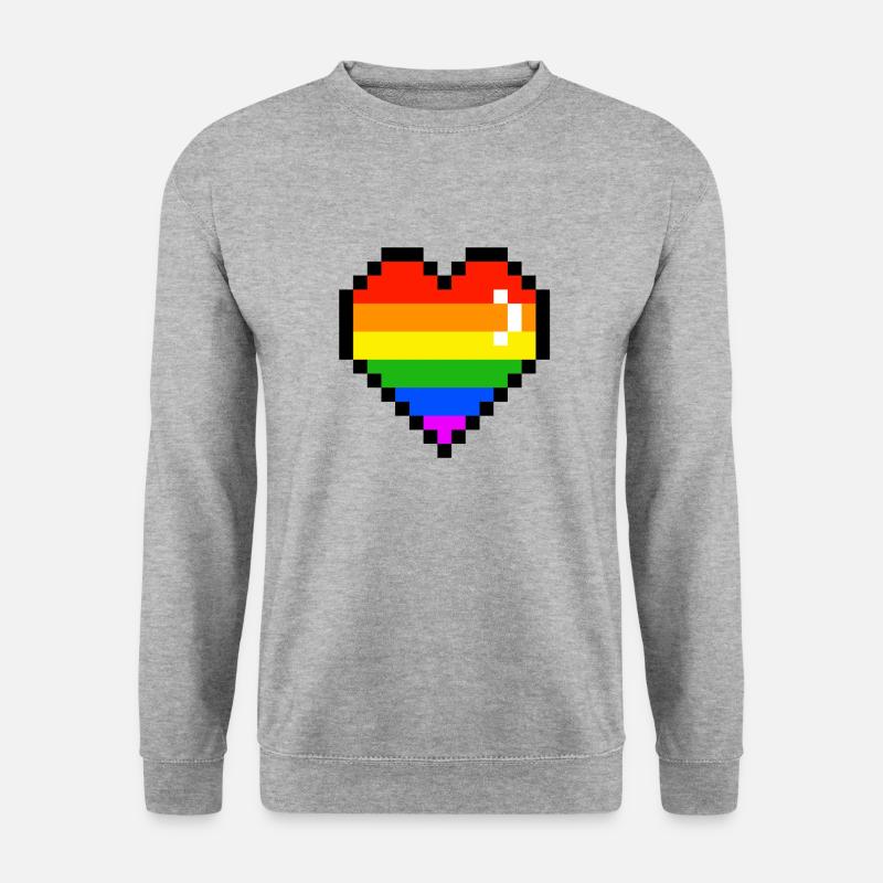 Herz regenbogen - Unisex Pullover - Weißgrau meliert