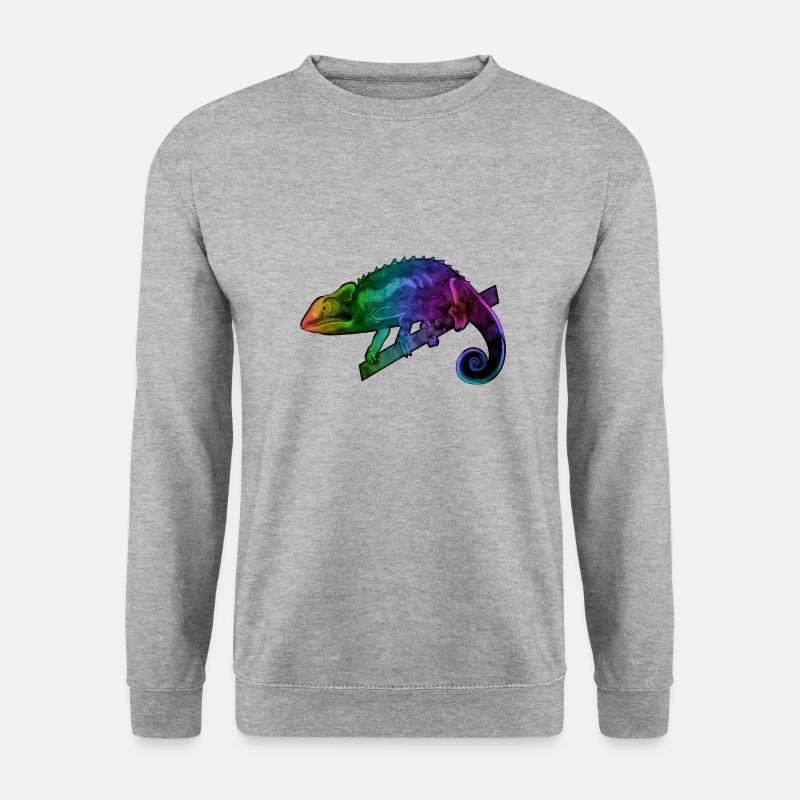 Chamäleon Schuppenkriechtier Parsons Geschenk Bunt - Unisex Pullover - Weißgrau meliert