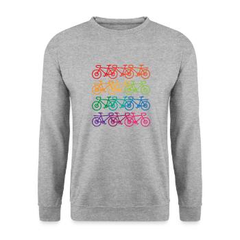 Fahrrad Bunte Fahrräder Fahrräder - Geschenkidee - Unisex Pullover - Weißgrau meliert - Vorne - Alina (178cm) & Michal (187cm)