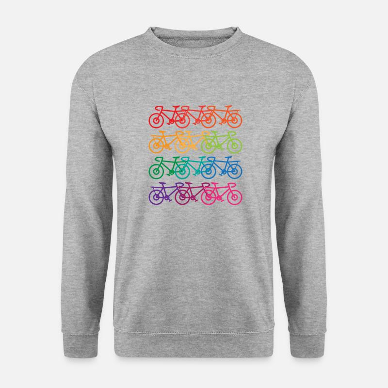 Fahrrad Bunte Fahrräder Fahrräder - Geschenkidee - Unisex Pullover - Weißgrau meliert