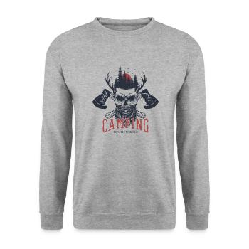 Camping T-Shirt - Unisex Pullover - Weißgrau meliert - Vorne - Alina (178cm) & Michal (187cm)