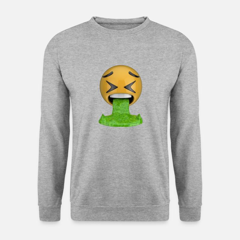 Emoji Erbrechen - Unisex Pullover - Weißgrau meliert