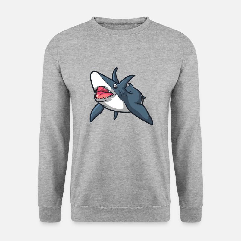 Hai, Haifisch - Unisex Pullover - Weißgrau meliert