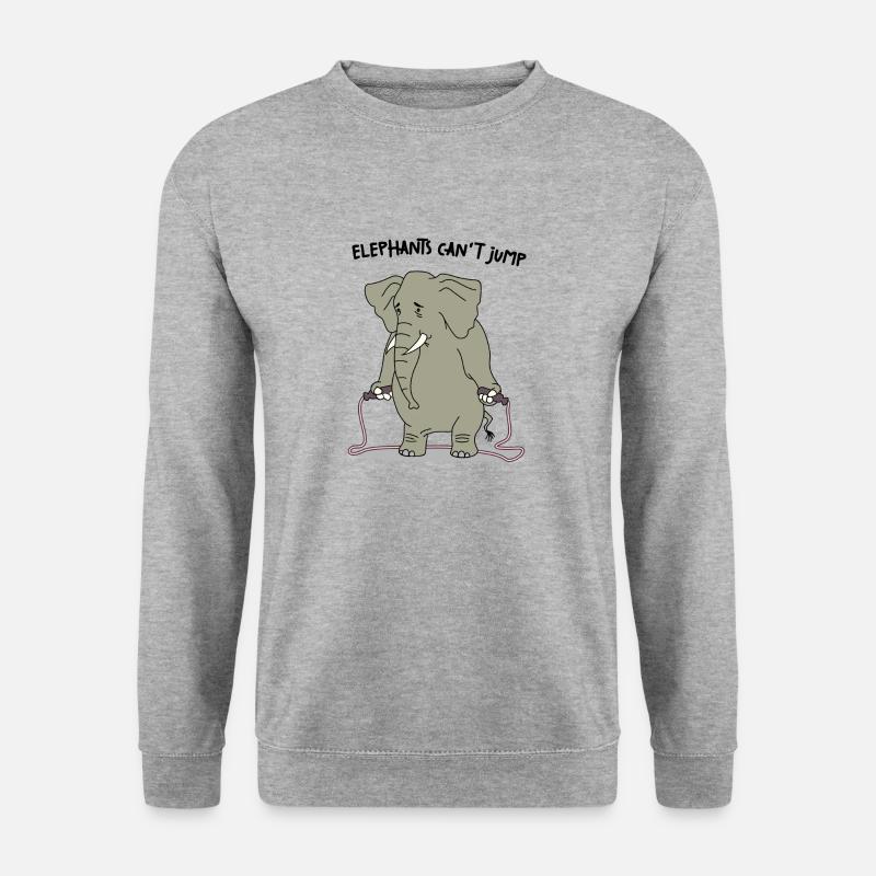 Lustiges Elefanten Können Nicht Springen Geschenk - Unisex Pullover - Weißgrau meliert