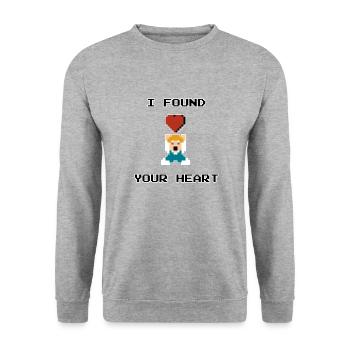 Ich habe dein Herz gefunden - Unisex Pullover - Weißgrau meliert - Vorne - Alina (178cm) & Michal (187cm)