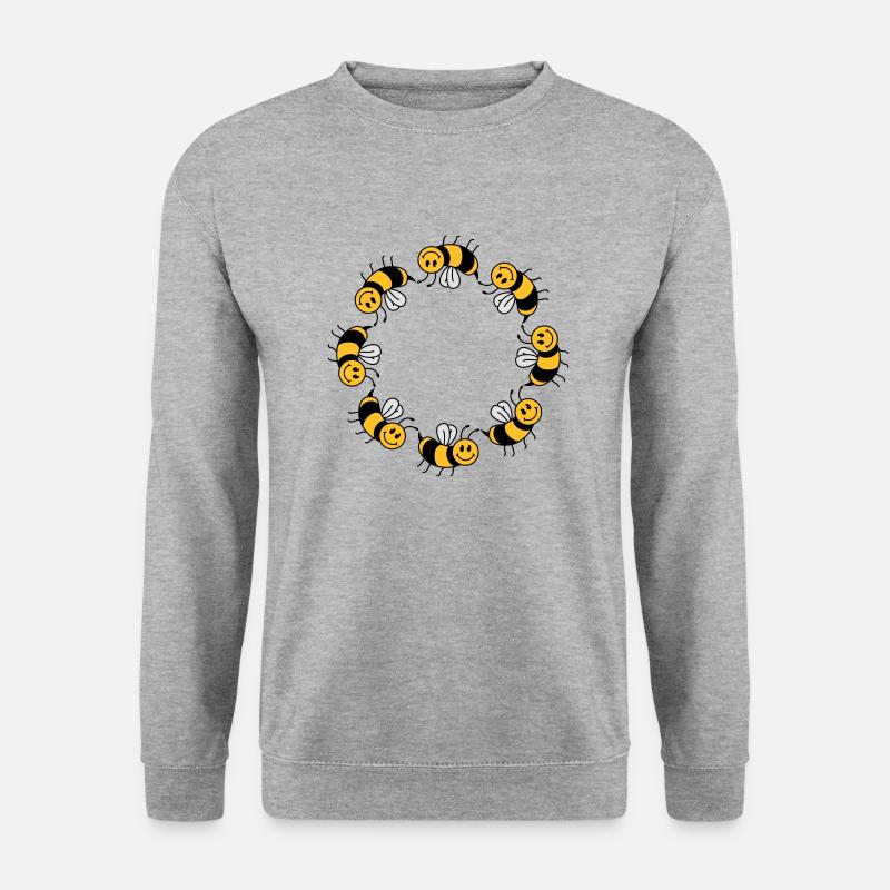 Lustiges Bienen Kreis Muster - Unisex Pullover - Weißgrau meliert