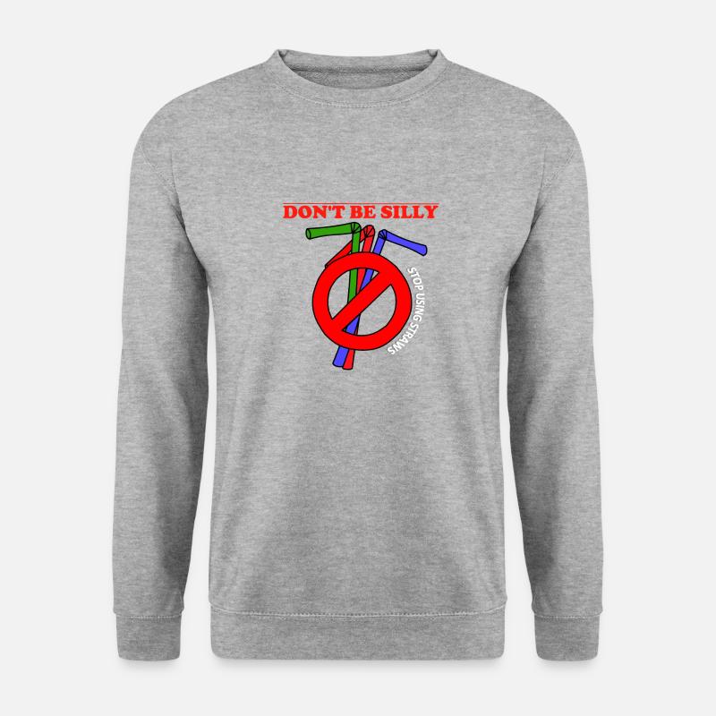 Stop using plastic straws - Unisex Pullover - Weißgrau meliert