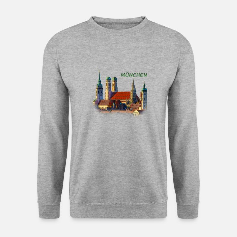 München Frauenkirche - Unisex Pullover - Weißgrau meliert