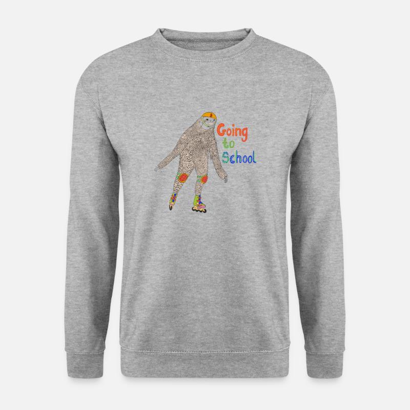 Faultier zur Schule gehen - Unisex Pullover - Weißgrau meliert