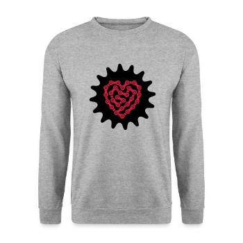 Love My Bike - Unisex Pullover - Weißgrau meliert - Vorne - Alina (178cm) & Michal (187cm)