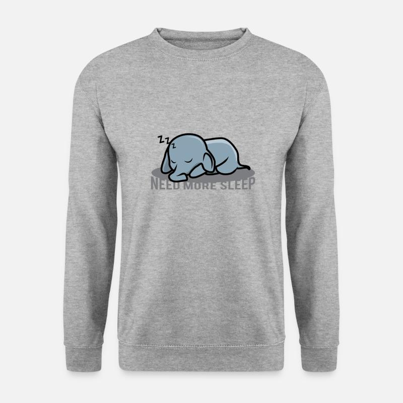 Kleiner Elefant brauch mehr Schlaf Bett Traum - Unisex Pullover - Weißgrau meliert