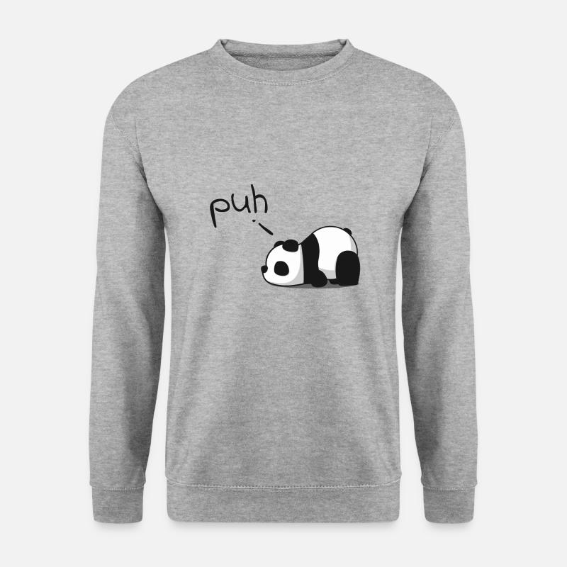 Müder Panda Puh - Unisex Pullover - Weißgrau meliert