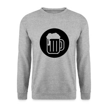 beer glass circle / Bierglas im Kreis (1c) - Unisex Sweatshirt - salt & pepper - Front - Alina (178cm) & Michal (187cm)