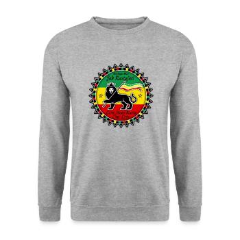 jah rastafari lion heart rasta - Sweat-shirt Unisexe - gris chiné - Devant - Alina (178cm) & Michal (187cm)