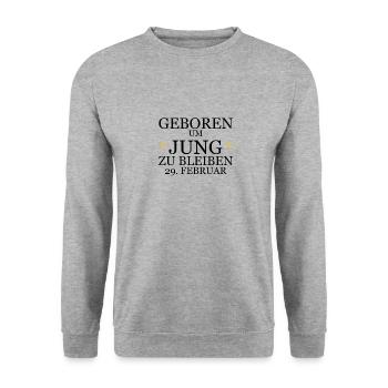 29. Februar Geburtstag - Unisex Pullover - Weißgrau meliert - Vorne - Alina (178cm) & Michal (187cm)