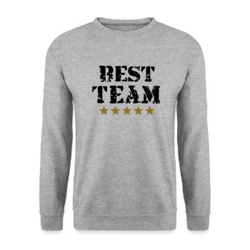 Team, 5 Sterne, Sieger, Gewinner, Teamsport, Beste - Unisex Pullover - Weißgrau meliert - Vorne - Alina (178cm) & Michal (187cm)
