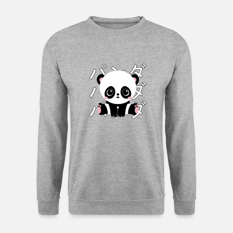 Manga Panda - Unisex Pullover - Weißgrau meliert