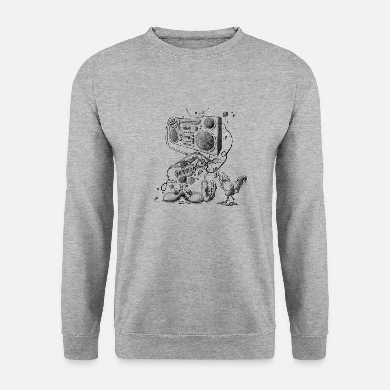 Ghettoblaster Rock Design - Unisex Pullover - Weißgrau meliert