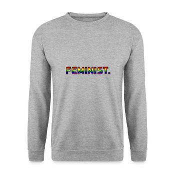 Feminist Pride LGBT Regenbogen Gay Queer - Unisex Pullover - Weißgrau meliert - Vorne - Alina (178cm) & Michal (187cm)