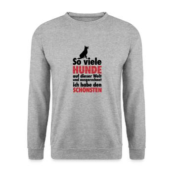 Schönster Hund der Welt Hundeliebe Geschenk - Unisex Pullover - Weißgrau meliert - Vorne - Alina (178cm) & Michal (187cm)