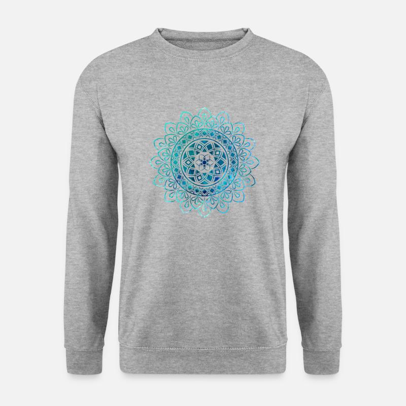 Mandala - Blau - Unisex Pullover - Weißgrau meliert