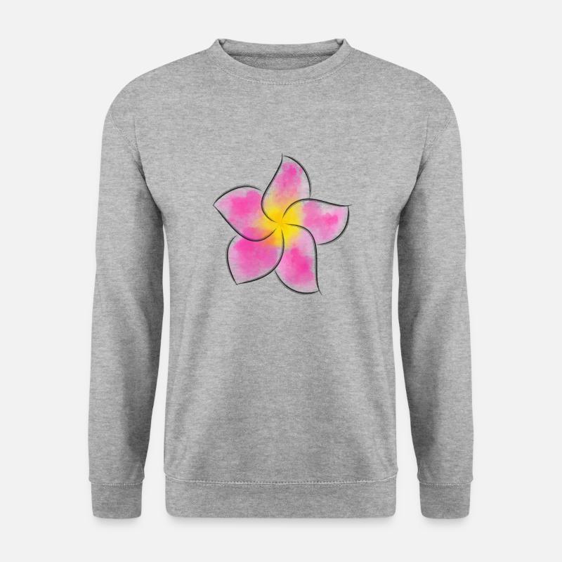 Frangipani Aquarell - Unisex Pullover - Weißgrau meliert