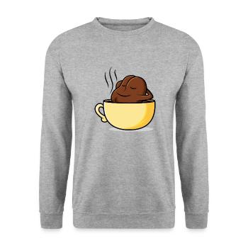 Kaffee in der Tasse oder Kaffeetasse? - Unisex Pullover - Weißgrau meliert - Vorne - Alina (178cm) & Michal (187cm)