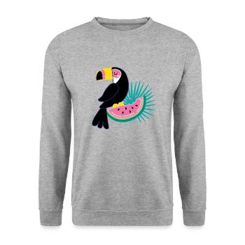 Tukan & Melone - Unisex Pullover - Weißgrau meliert - Vorne - Alina (178cm) & Michal (187cm)