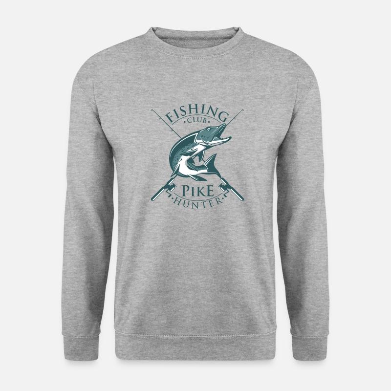 Fishing Pike - Unisex Pullover - Weißgrau meliert