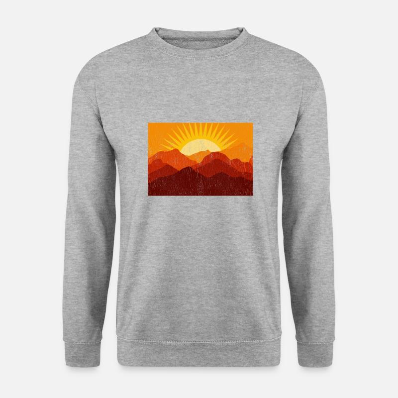 Sommer Wald Berge Sonne - Unisex Pullover - Weißgrau meliert