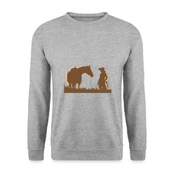Fille occidentale - Sweat-shirt Unisexe - gris chiné - Devant - Alina (178cm) & Michal (187cm)