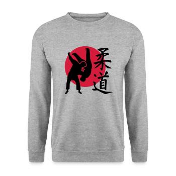 Judo - Unisex Pullover - Weißgrau meliert - Vorne - Alina (178cm) & Michal (187cm)